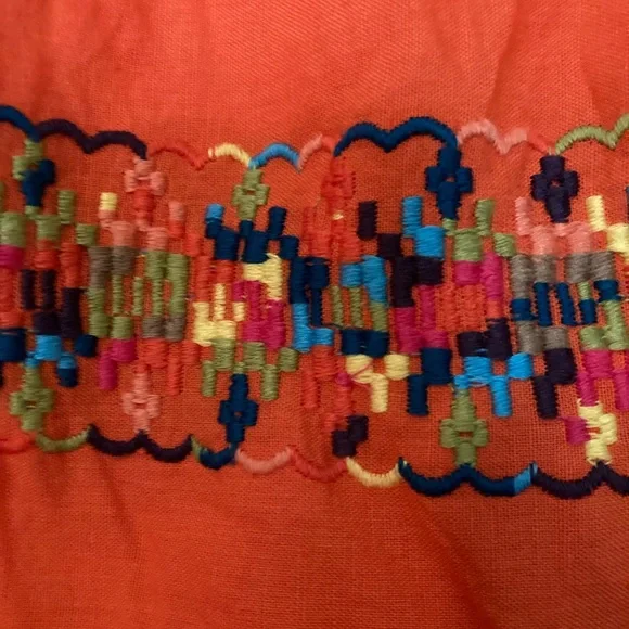 Tommy Hilfiger Orange/ multi colored embroidered skirt size 12 - Picture 2 of 2
